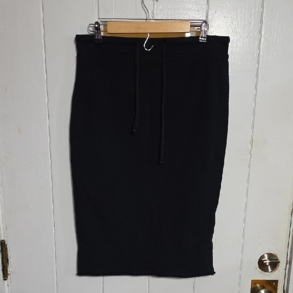 James Perse Standard Womens Skirt Cotton Sweatshirt Feel Drawstring Raw Hem Sz 4